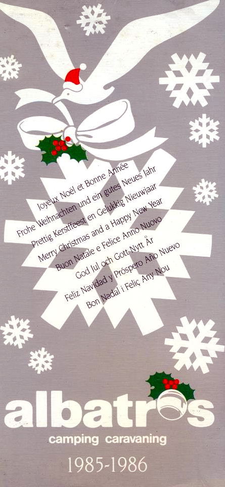 Felicitaci�n de Navidad y de Feliz a�o nuevo del camping Albatros de Gav&agrave; Mar (1985-1986)